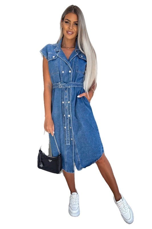 WOMEN SEXY DENIM VEST DRESS - S. M. & Co.