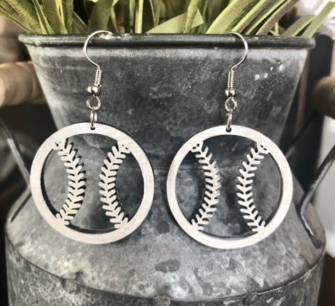 Wood Baseball Earrings - S. M. & Co.