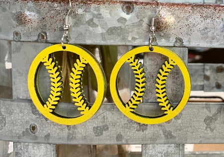 Wood Softball Earrings - S. M. & Co.