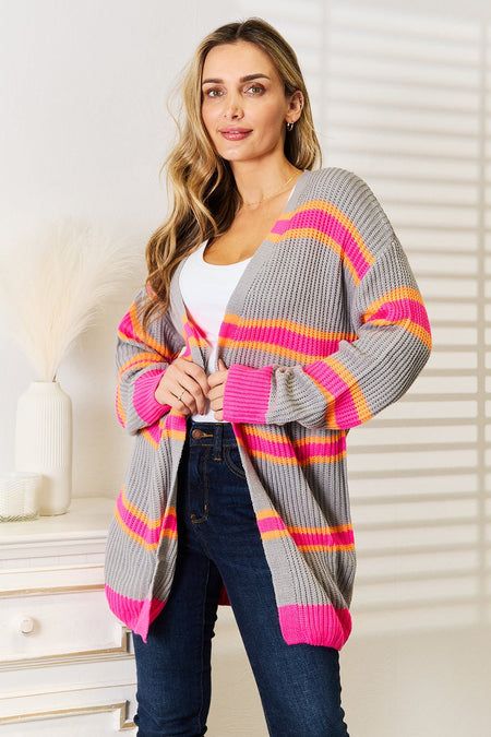 Woven Right Ribbed Long Sleeve Cardigan - AnAs Market