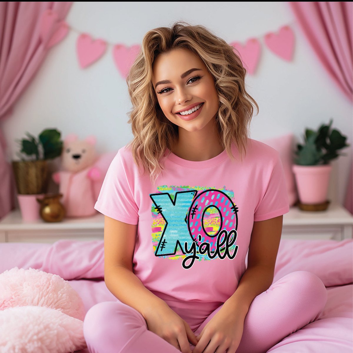XO XO Yall on Pink Tee - S. M. & Co.