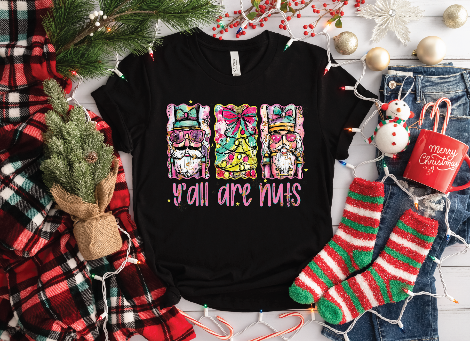 Y'all Are Nuts- Christmas Unisex Graphic T-Shirt