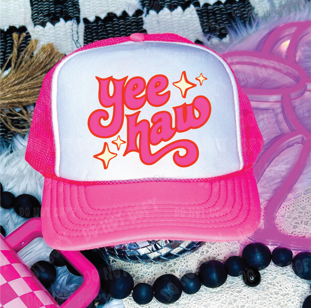 Kindness if Free DTF Printed Hot Pink and White Trucker Hat