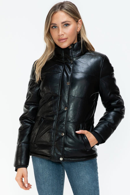 YMI Pocketed Zip Up Turtleneck Puffer Jacket - S. M. & Co.