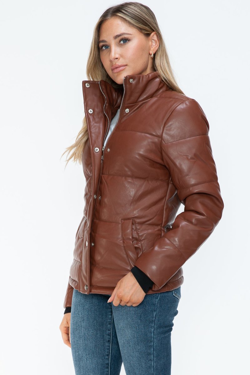 YMI Pocketed Zip Up Turtleneck Puffer Jacket - S. M. & Co.