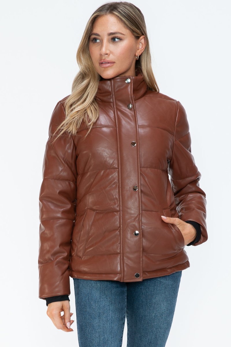 YMI Pocketed Zip Up Turtleneck Puffer Jacket - S. M. & Co.