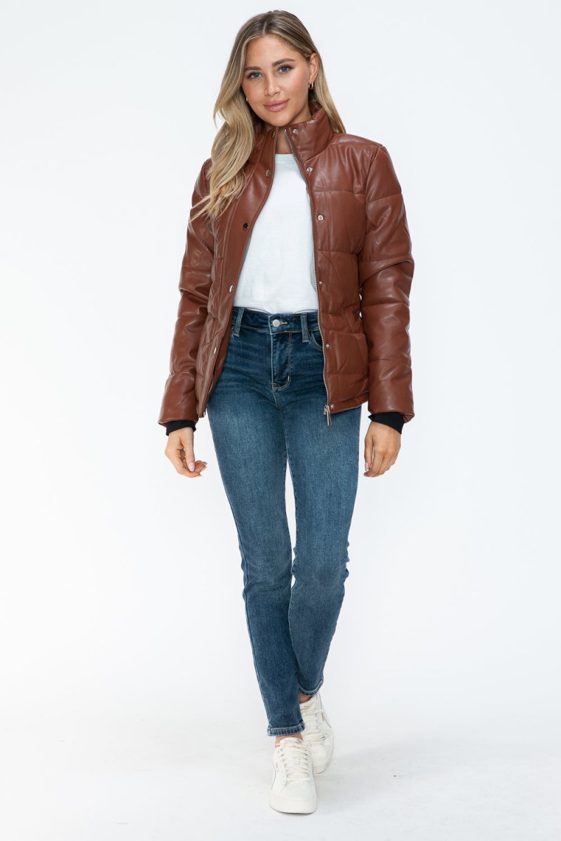 YMI Pocketed Zip Up Turtleneck Puffer Jacket - S. M. & Co.