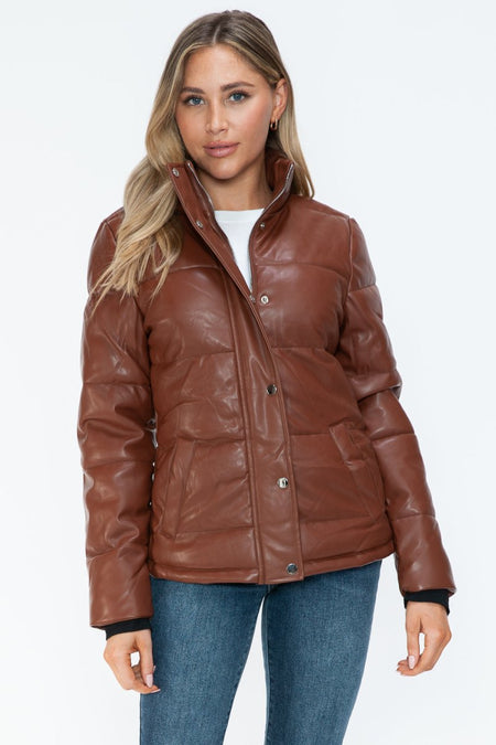 YMI Pocketed Zip Up Turtleneck Puffer Jacket - S. M. & Co.