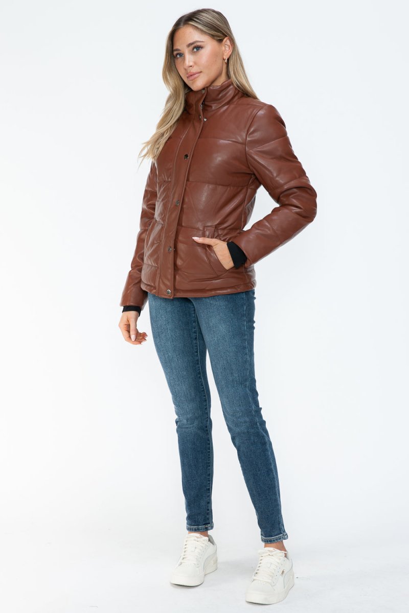 YMI Pocketed Zip Up Turtleneck Puffer Jacket - S. M. & Co.