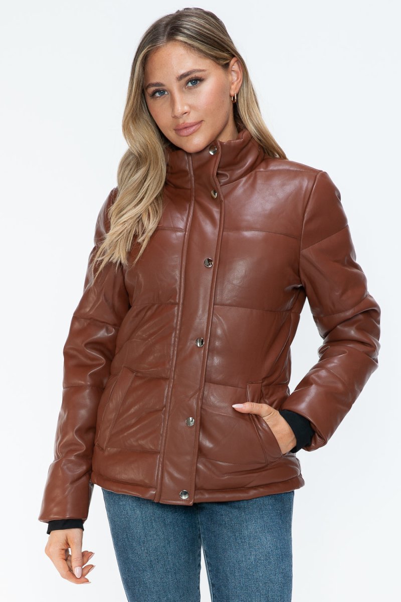 YMI Pocketed Zip Up Turtleneck Puffer Jacket - S. M. & Co.