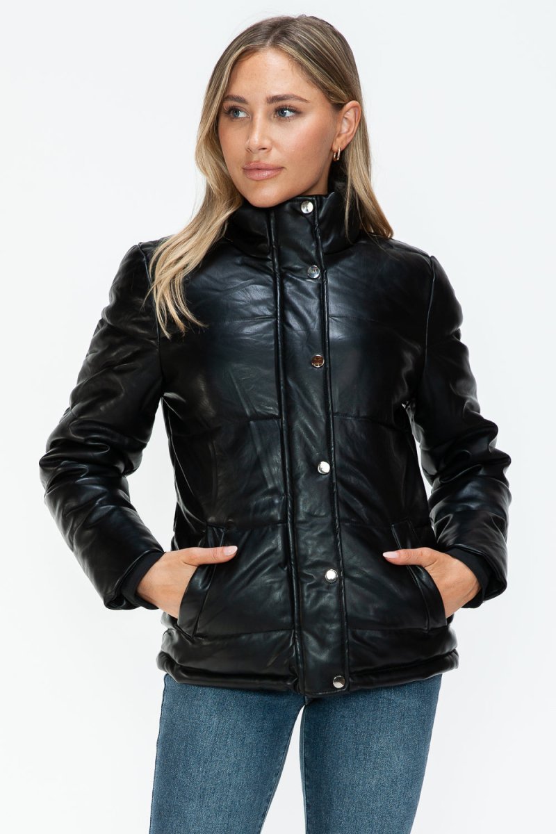 YMI Pocketed Zip Up Turtleneck Puffer Jacket - S. M. & Co.