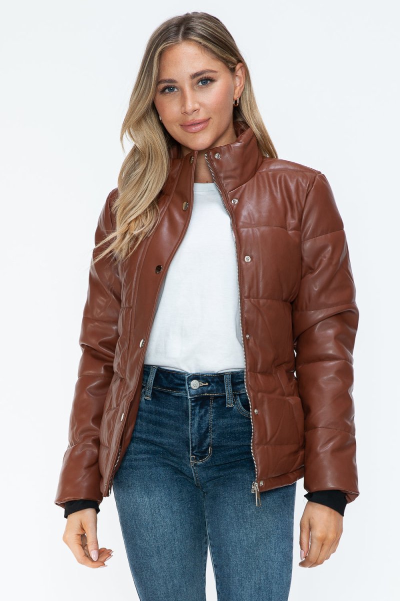 YMI Pocketed Zip Up Turtleneck Puffer Jacket - S. M. & Co.