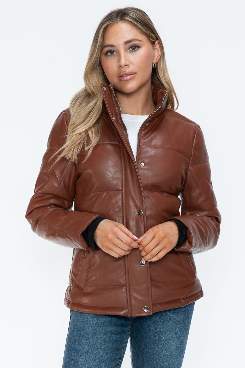 YMI Pocketed Zip Up Turtleneck Puffer Jacket - S. M. & Co.