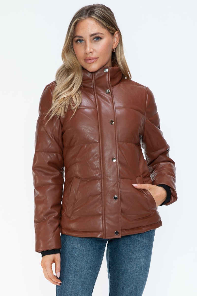 YMI Pocketed Zip Up Turtleneck Puffer Jacket - S. M. & Co.