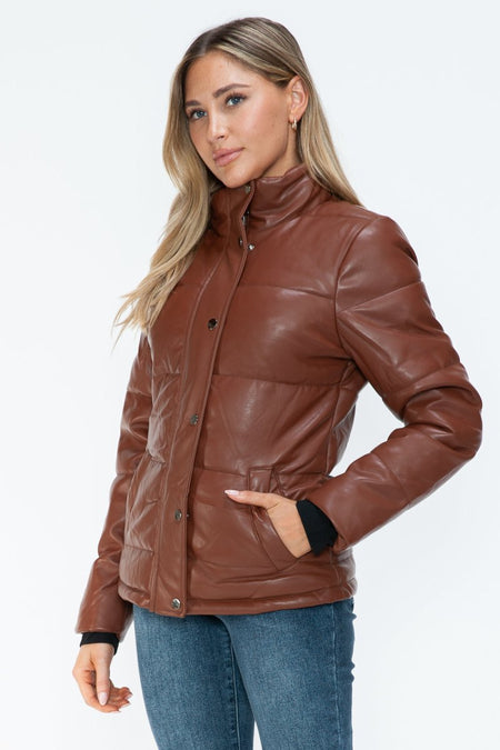 YMI Pocketed Zip Up Turtleneck Puffer Jacket - S. M. & Co.