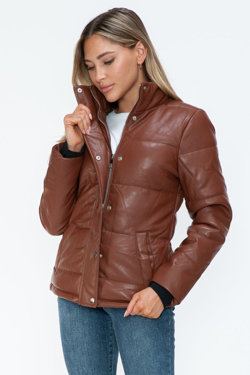 YMI Pocketed Zip Up Turtleneck Puffer Jacket - S. M. & Co.