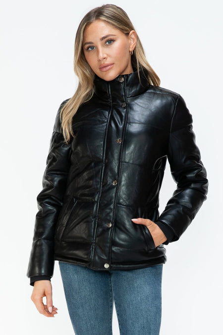 YMI Pocketed Zip Up Turtleneck Puffer Jacket - S. M. & Co.