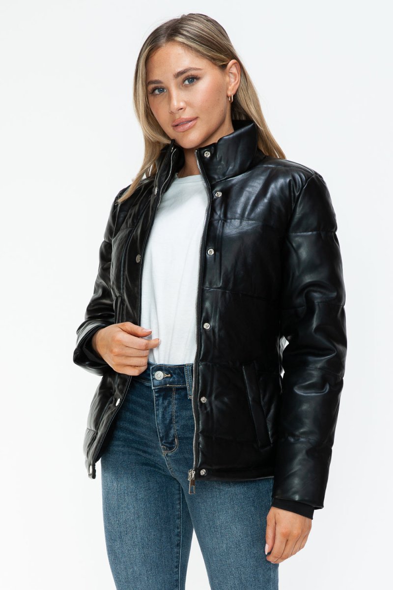 YMI Pocketed Zip Up Turtleneck Puffer Jacket - S. M. & Co.