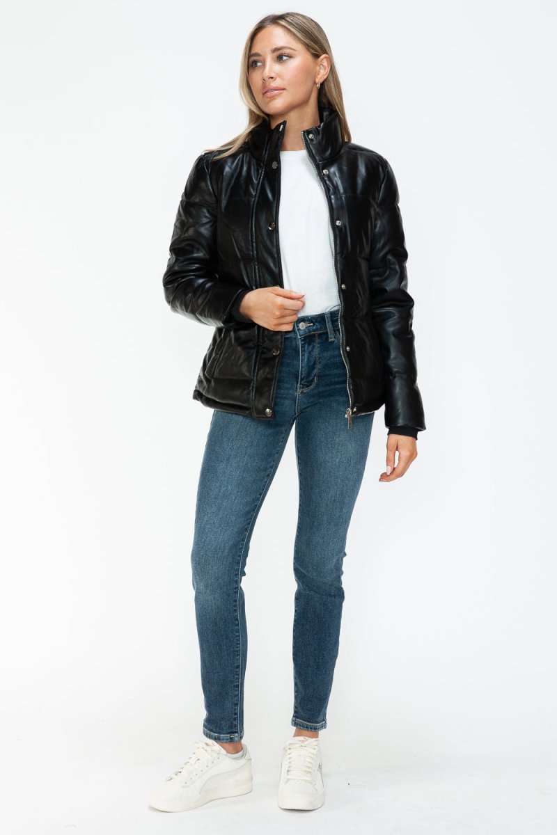 YMI Pocketed Zip Up Turtleneck Puffer Jacket - S. M. & Co.