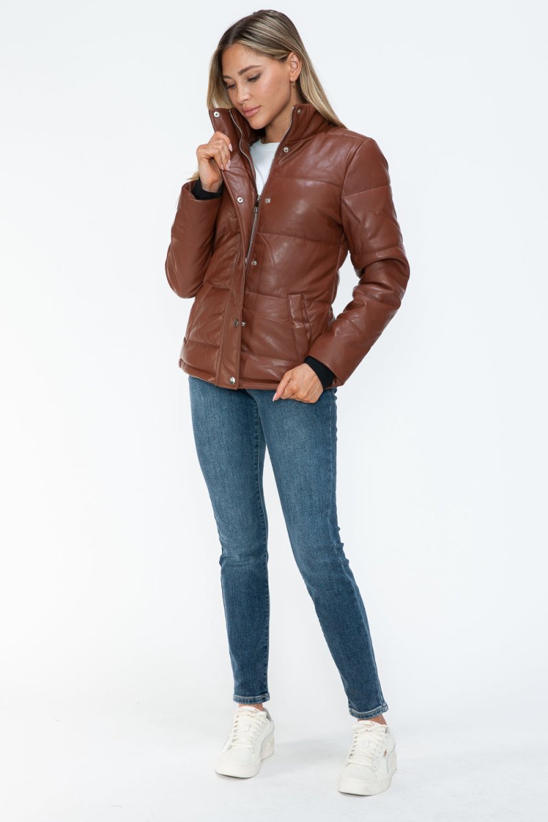 YMI Pocketed Zip Up Turtleneck Puffer Jacket - S. M. & Co.