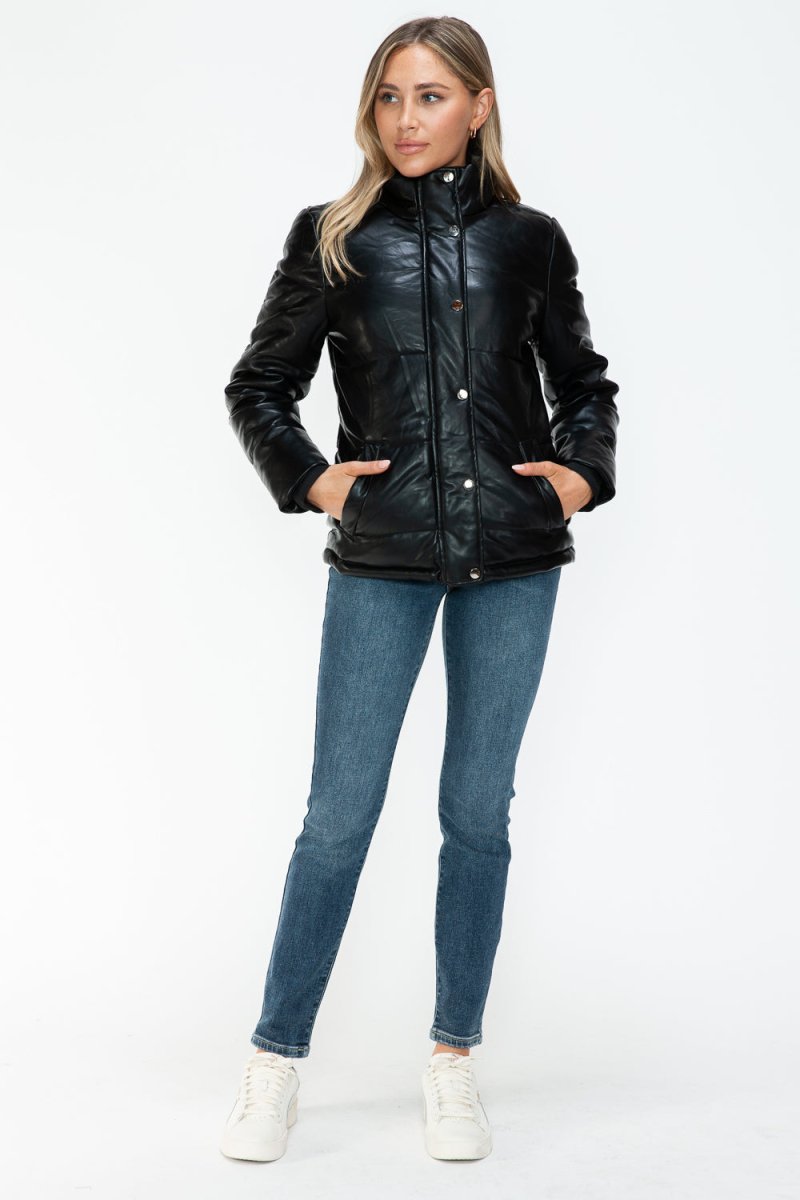 YMI Pocketed Zip Up Turtleneck Puffer Jacket - S. M. & Co.