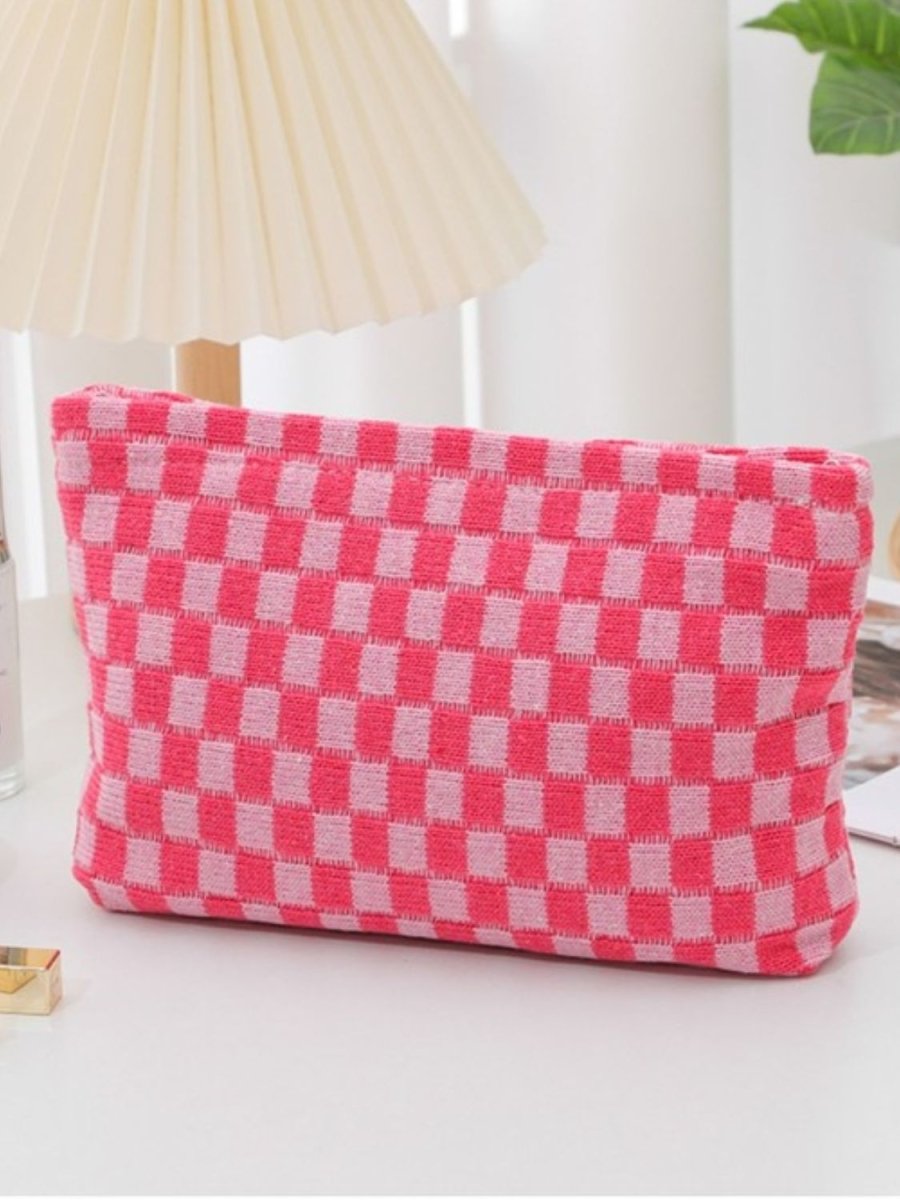 Zenana Checkered Makeup Clutch Bag - S. M. & Co.