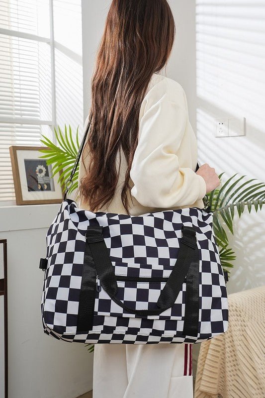 Zenana Checkered Multi - Pocket Travel Bag - S. M. & Co.