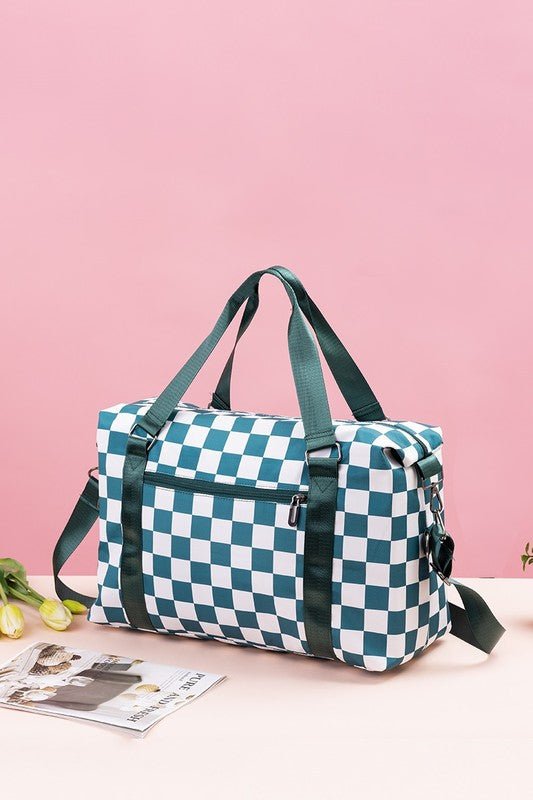 Zenana Checkered Multi - Pocket Travel Bag - S. M. & Co.