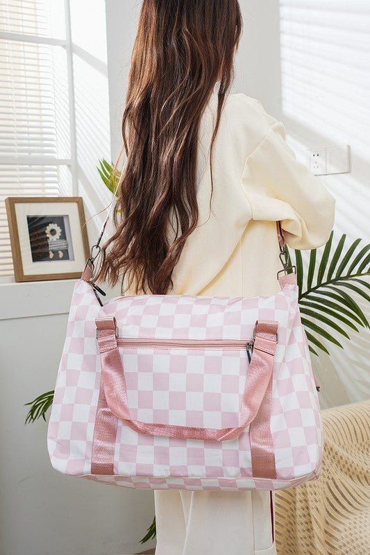 Zenana Checkered Multi - Pocket Travel Bag - S. M. & Co.