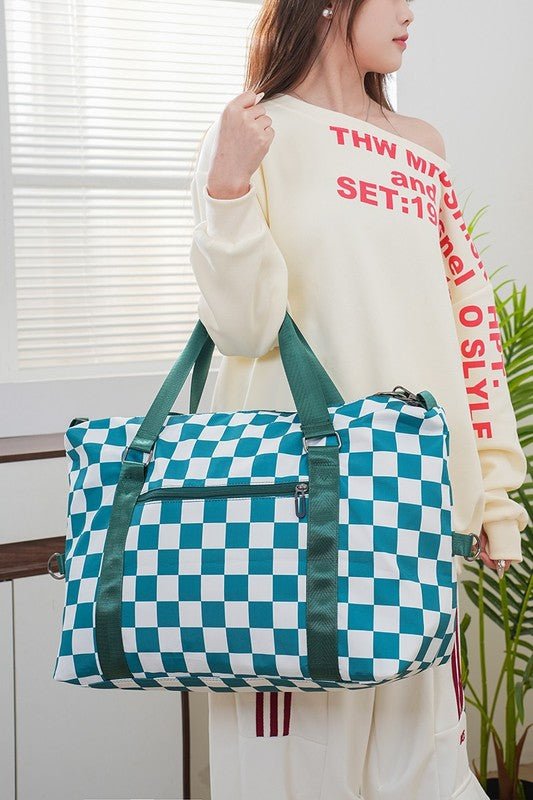 Zenana Checkered Multi - Pocket Travel Bag - S. M. & Co.