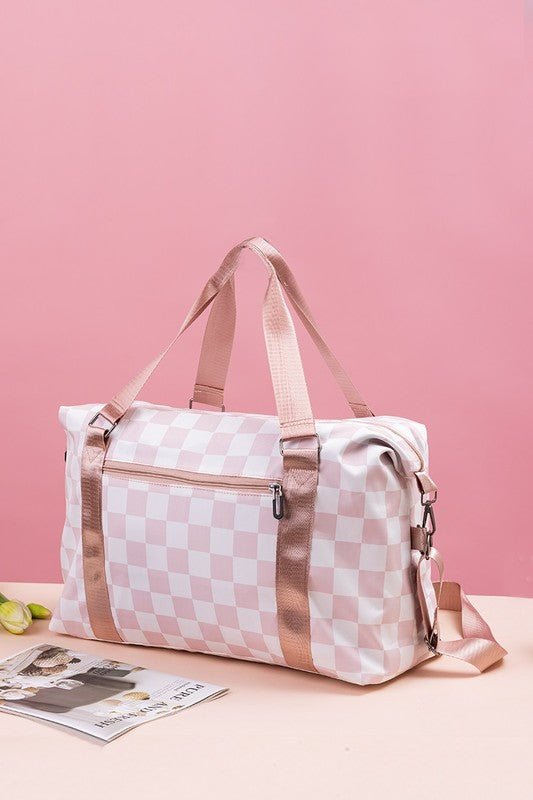 Zenana Checkered Multi - Pocket Travel Bag - S. M. & Co.