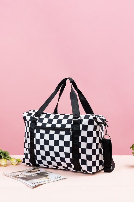 Zenana Checkered Multi - Pocket Travel Bag - S. M. & Co.