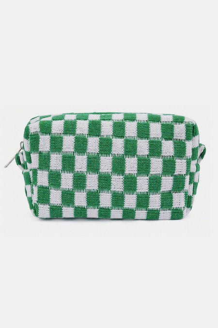 Zenana Checkered Pattern Knitted Cosmetic Pouch - S. M. & Co.