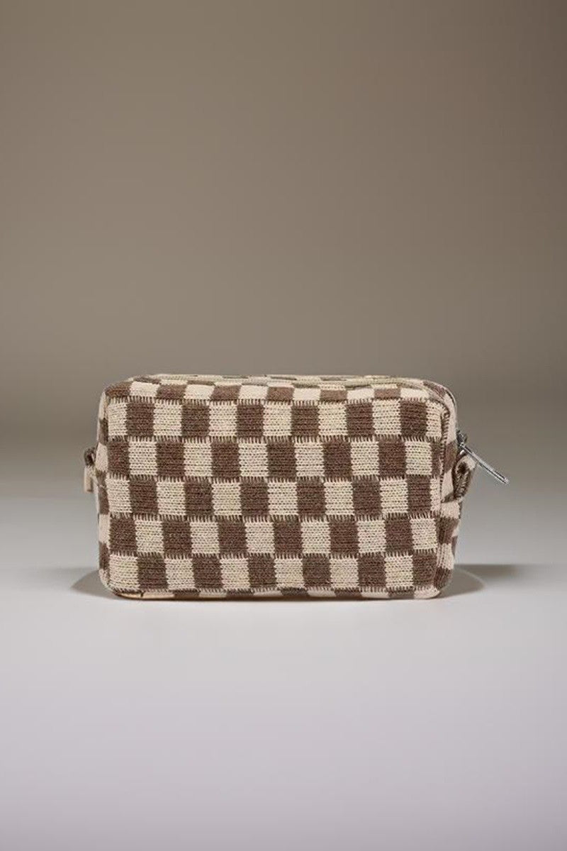 Zenana Checkered Pattern Knitted Cosmetic Pouch - S. M. & Co.