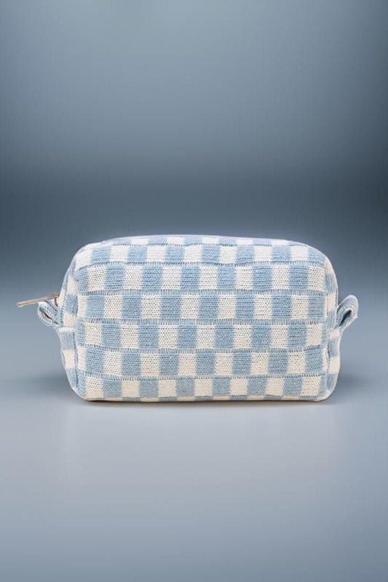 Zenana Checkered Pattern Knitted Cosmetic Pouch - S. M. & Co.