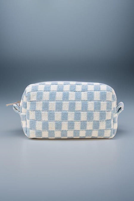 Zenana Checkered Pattern Knitted Cosmetic Pouch - S. M. & Co.