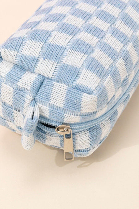 Zenana Checkered Pattern Knitted Cosmetic Pouch - S. M. & Co.