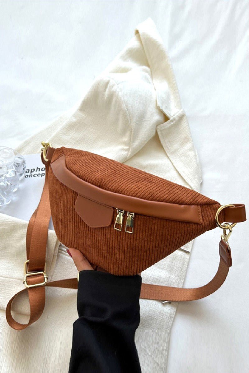 Zenana Corduroy Crossbody Bag with Removable Strap - S. M. & Co.