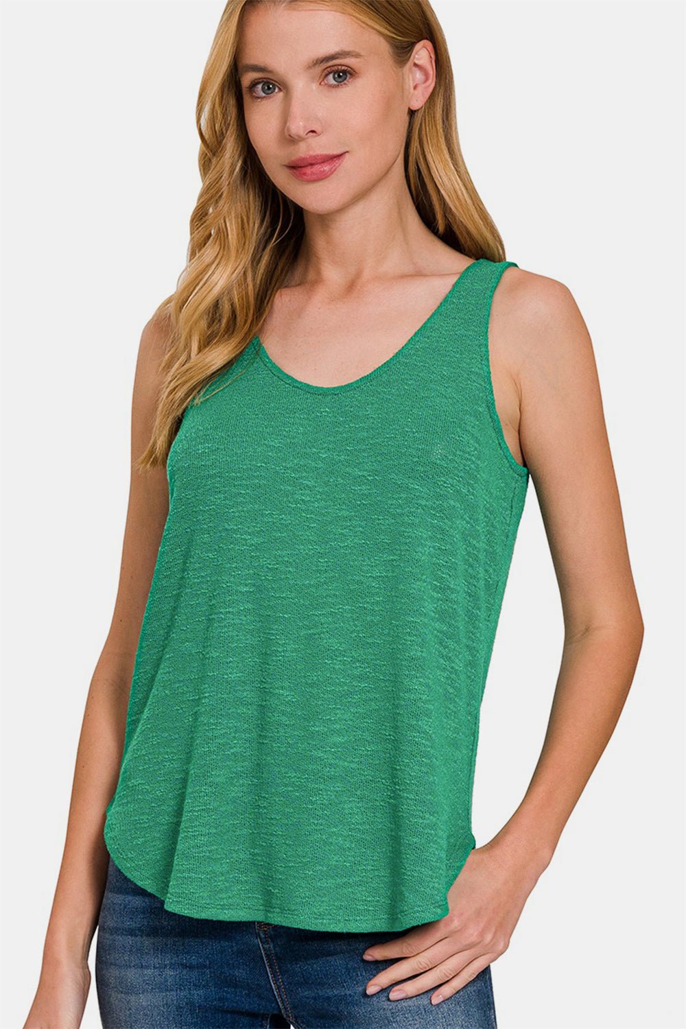 Zenana Curved Hem Round Neck Tank - S. M. & Co.