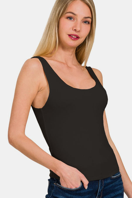 Zenana Double Layer Round Neck Tank - AnAs Market