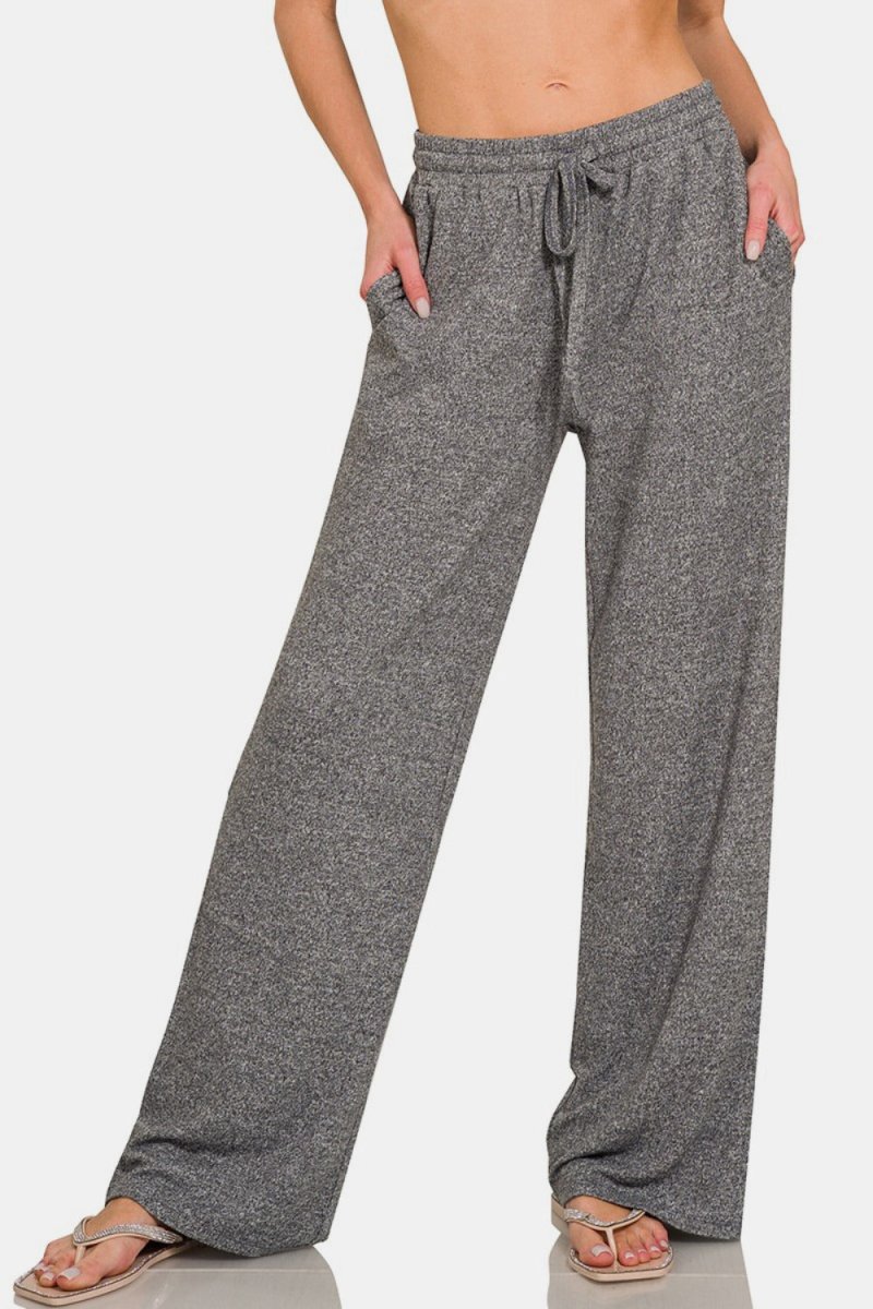 Zenana Drawstring Wide Leg Pants with Side Pockets - S. M. & Co.