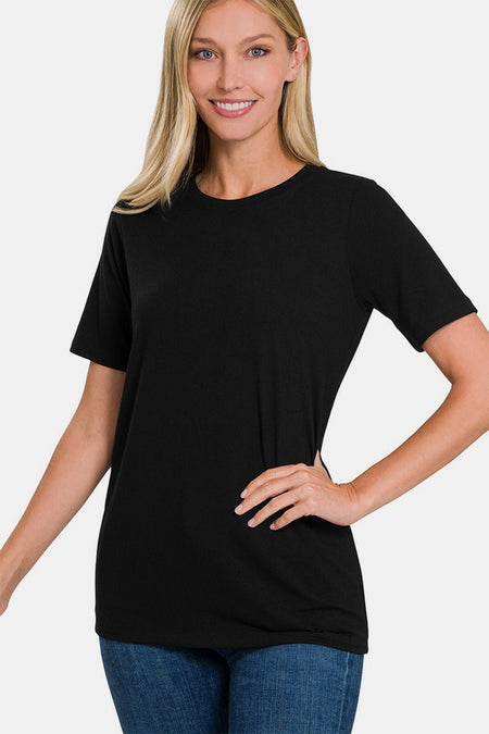 Zenana Full Size Crew Neck Short Sleeve T-Shirt - AnAs Market