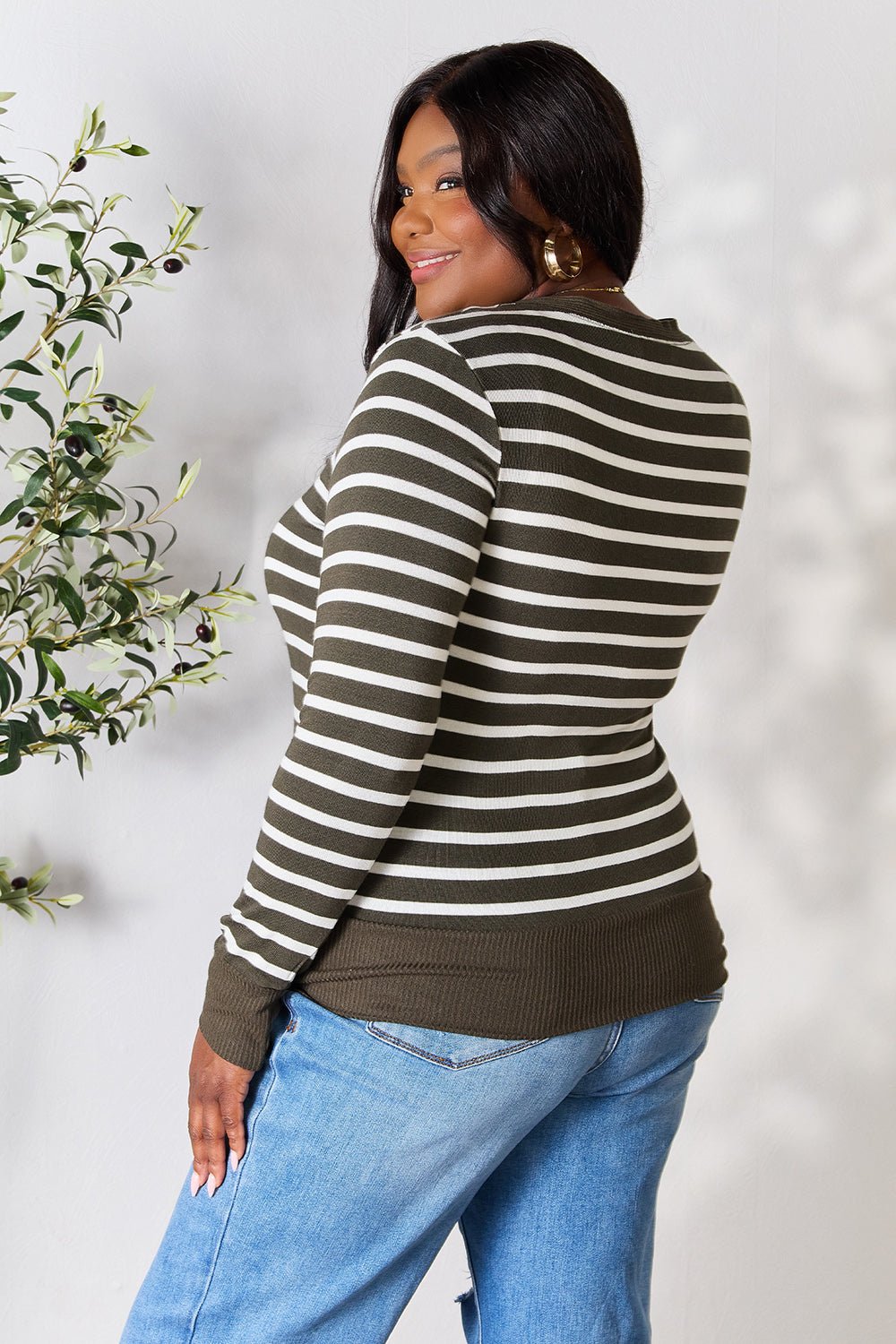 Zenana Full Size Striped Snap Down Cardigan - AnAs Market