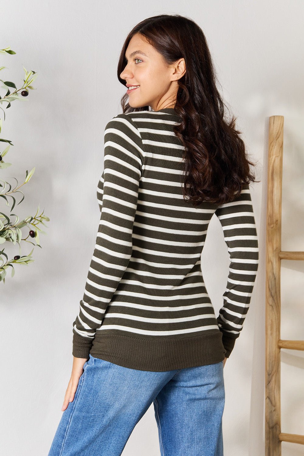 Zenana Full Size Striped Snap Down Cardigan - AnAs Market