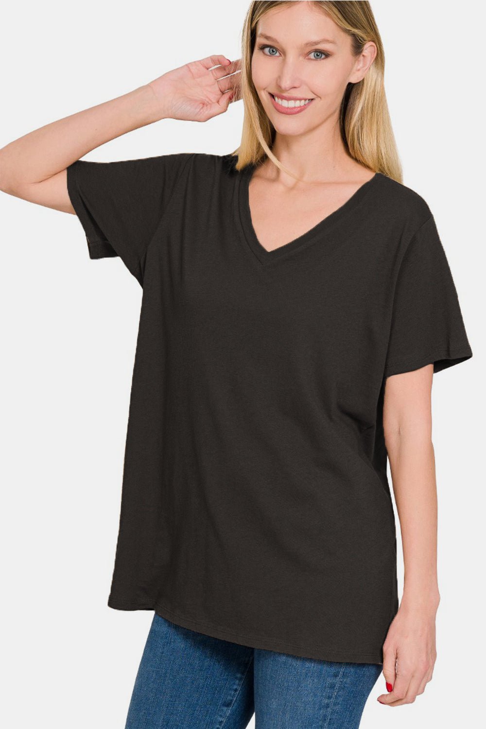 Zenana Full Size V-Neck Short Sleeve T-Shirt - AnAs Market