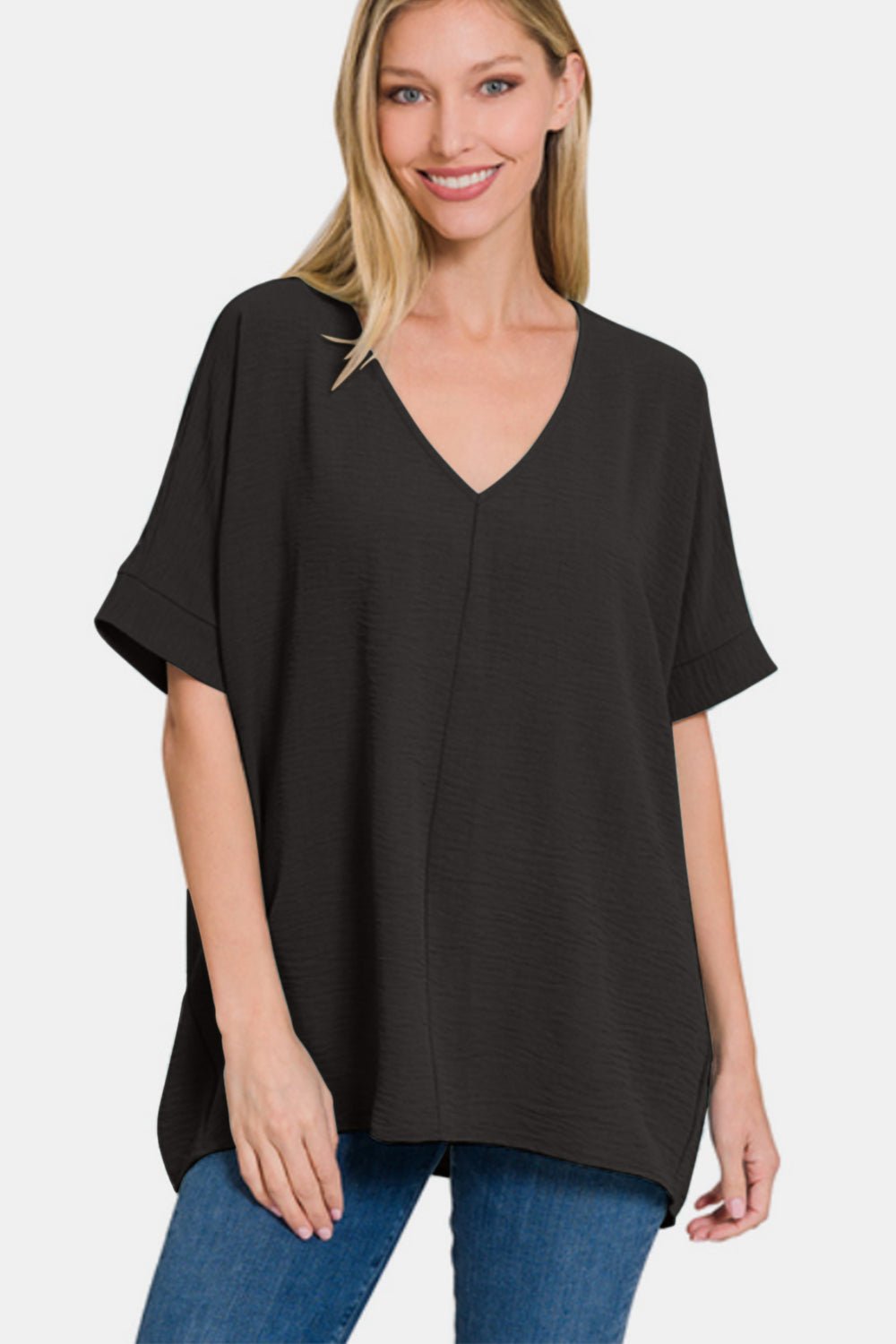 Zenana Full Size V-Neck Short Sleeve Top - AnAs Market