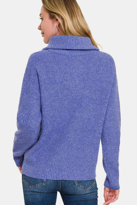 Zenana Half Zip Long Sleeve Sweater - S. M. & Co.