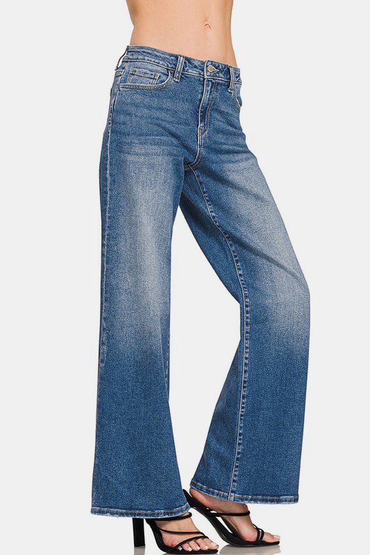 Zenana High Rise Wide Leg Jeans with Pockets - S. M. & Co.