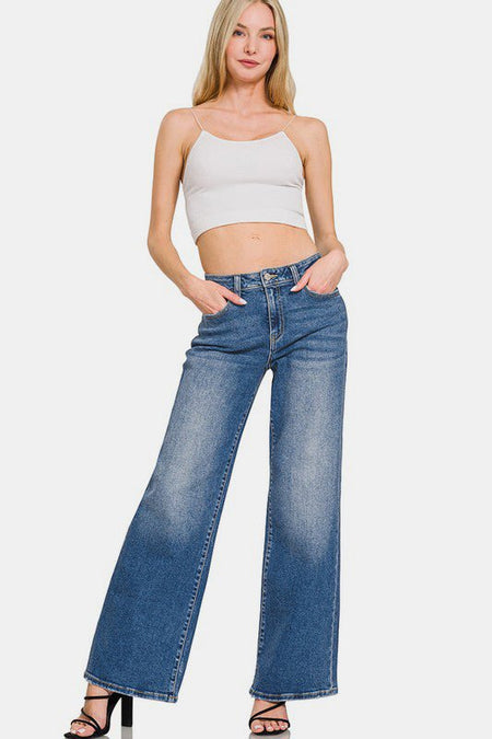 Zenana High Rise Wide Leg Jeans with Pockets - S. M. & Co.