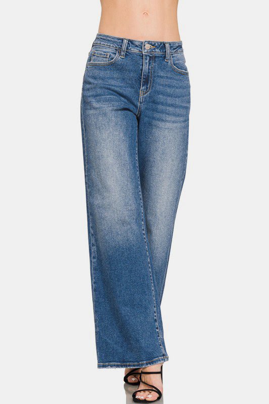 Zenana High Rise Wide Leg Jeans with Pockets - S. M. & Co.